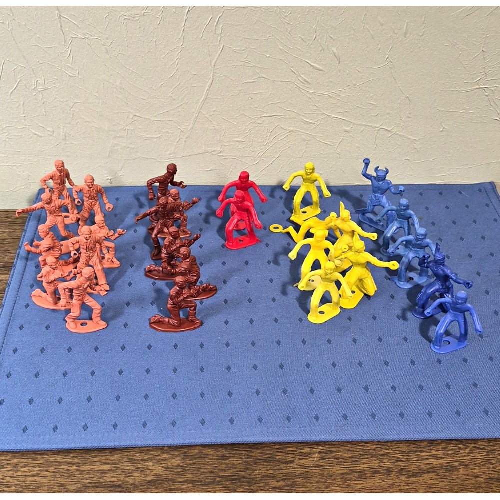Plastic Cowboys & Indians Toy Figures Lot, Assorted Colors